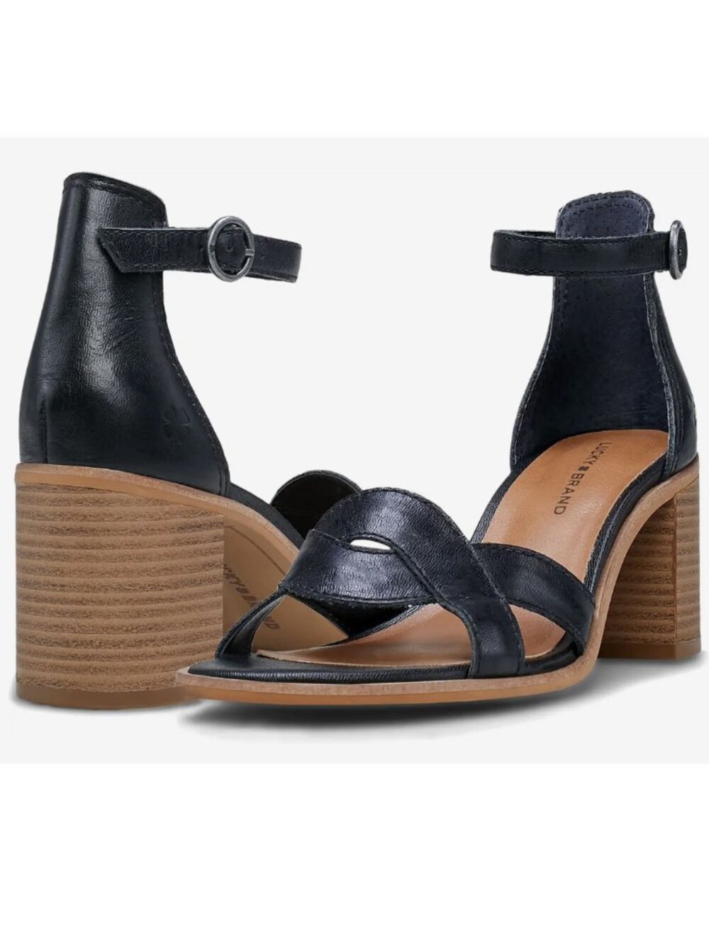 Lucky Brand Sarwa Leather Block Heel Sandals